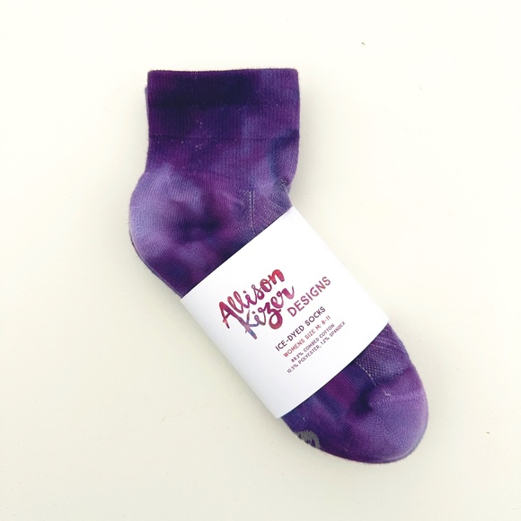 Purple Twilight Ice Dye Ankle Socks Deep Violet Tie Dye Mid Crew Hand Dy… - Picture 3 of 5